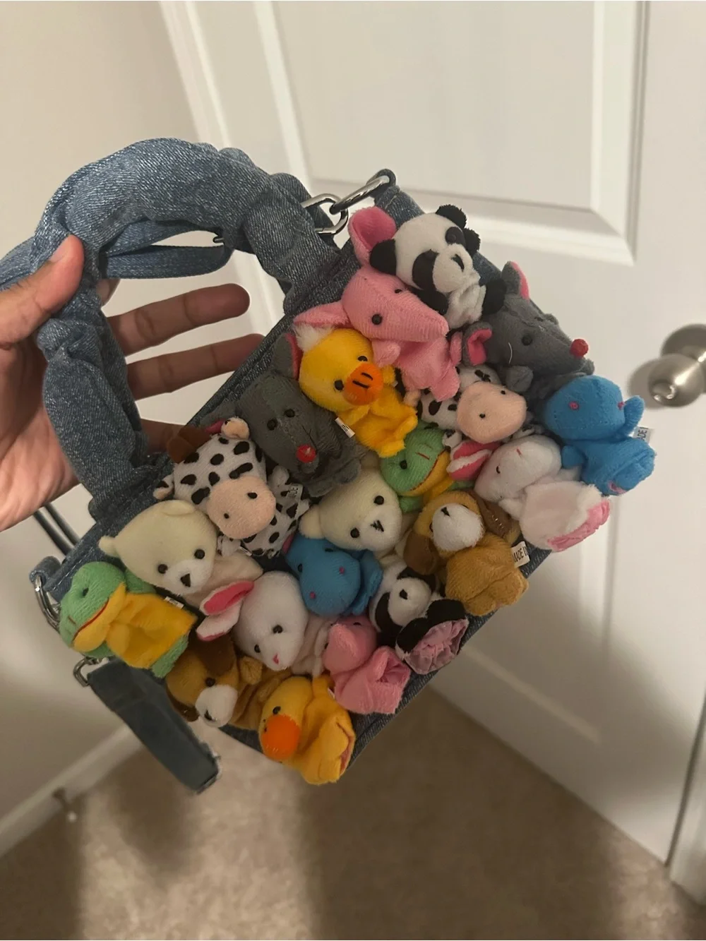 Mini Plush Animal Charm Bag - Multicolor Small Pets Accent